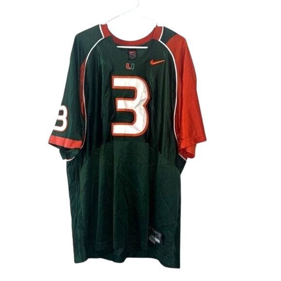 Nike Miami Hurricanes Green & Orange Football Jersey #3 XXL Length +2 - Picture 1 of 8